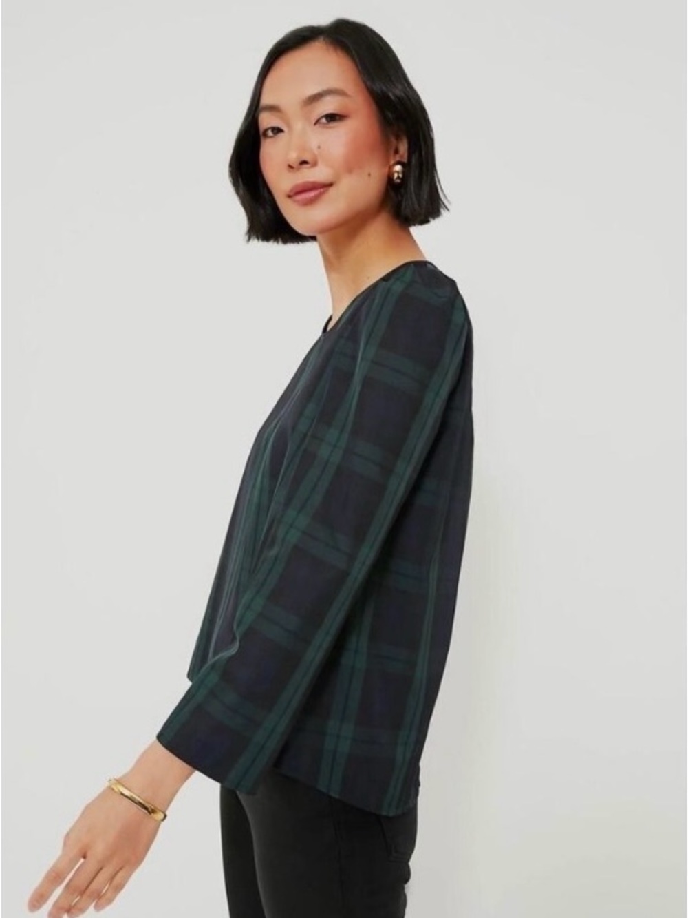 Pomander Place Navy & Green Plaid Top. (Tuckernuck)